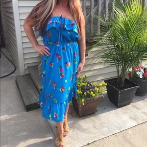 💙🌺 Old Navy Blue Flower Ruffle Dress L